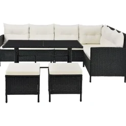 Juskys Manacor Lounge-Set schwarz/beige