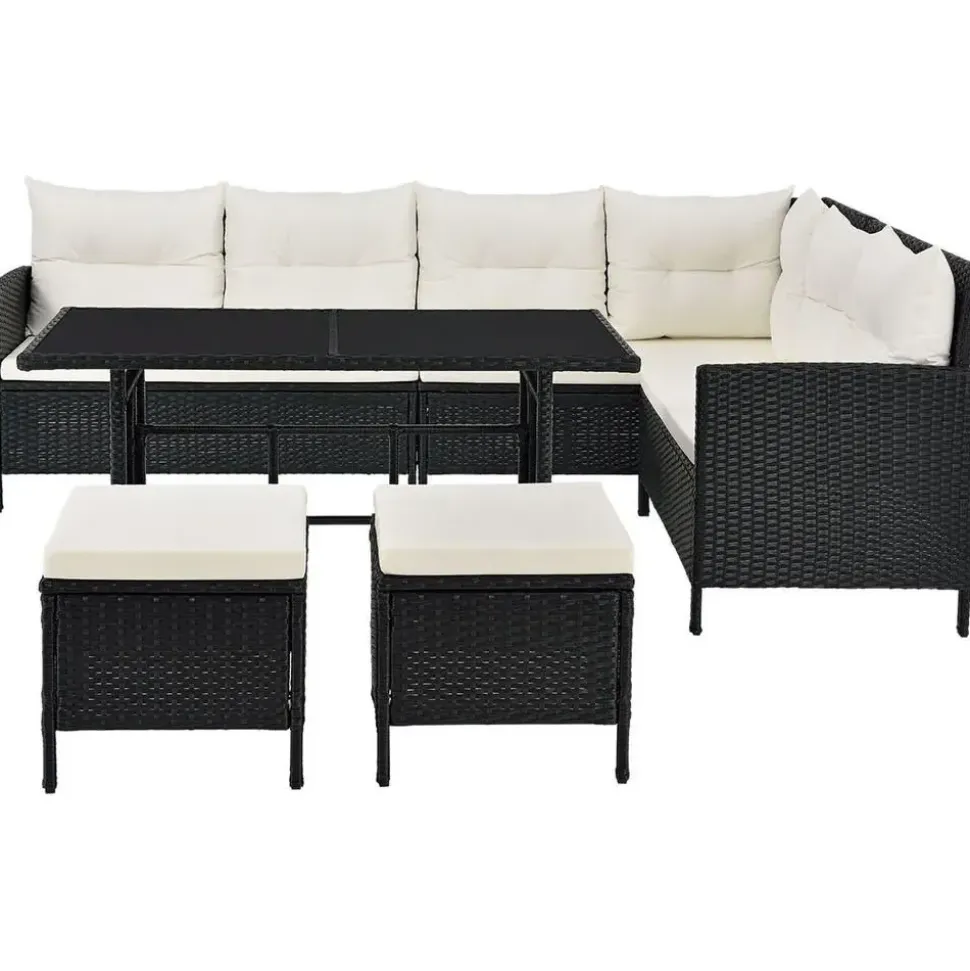 Juskys Manacor Lounge-Set schwarz/beige