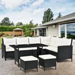 Juskys Manacor Lounge-Set schwarz/beige
