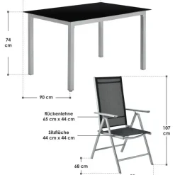 Juskys Milano Set 7-tlg. silbergrau