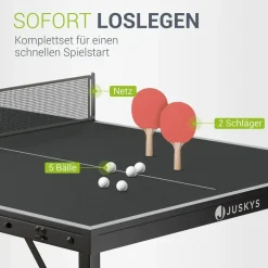 Juskys Mini Tischtennisplatte Flexi Schwarz