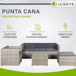 Juskys Punta Cana L Polyrattan Lounge grau meliert/dunkelgrau