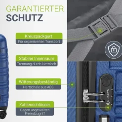 Juskys Rom Koffer-Set 3-tlg. blau