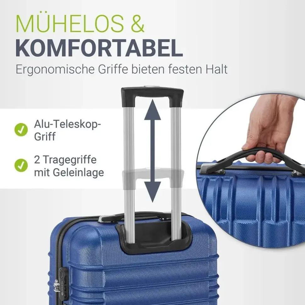 Juskys Rom Koffer-Set 3-tlg. blau