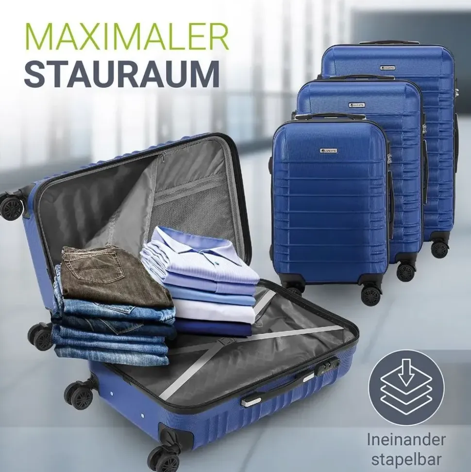 Juskys Rom Koffer-Set 3-tlg. blau
