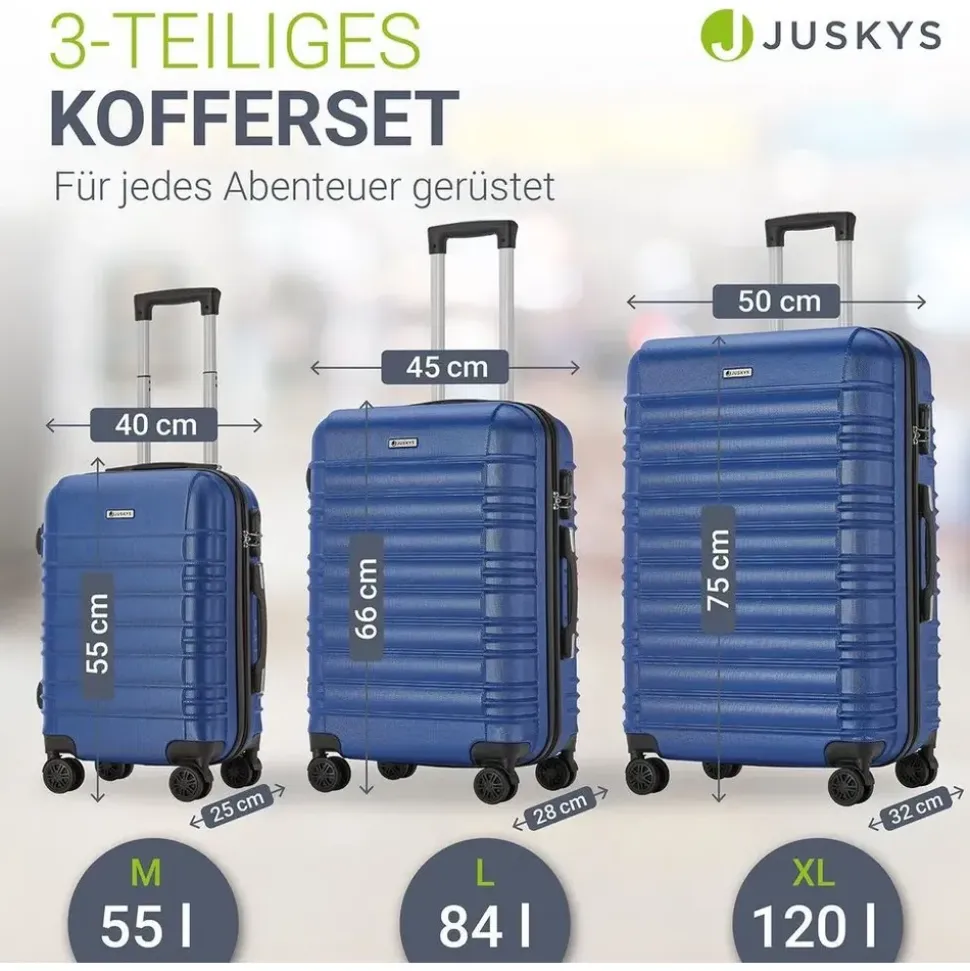 Juskys Rom Koffer-Set 3-tlg. blau