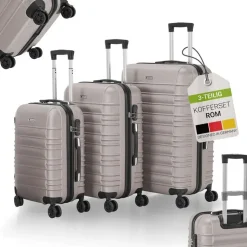 Juskys Rom Koffer-Set 3-tlg. champagner/beige