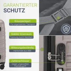 Juskys Rom Koffer-Set 3-tlg. champagner/beige