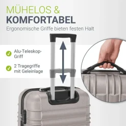 Juskys Rom Koffer-Set 3-tlg. champagner/beige