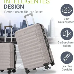 Juskys Rom Koffer-Set 3-tlg. champagner/beige