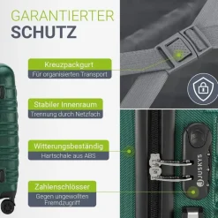 Juskys Rom Koffer-Set 4-tlg. dunkelgrün