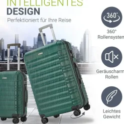 Juskys Rom Koffer-Set 4-tlg. dunkelgrün