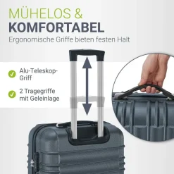 Juskys Rom Koffer-Set 3-tlg. grau