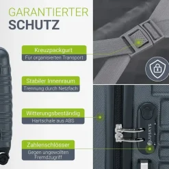Juskys Rom Koffer-Set 3-tlg. grau