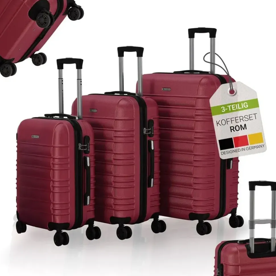 Juskys Rom Koffer-Set 3-tlg. rot