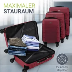 Juskys Rom Koffer-Set 3-tlg. rot