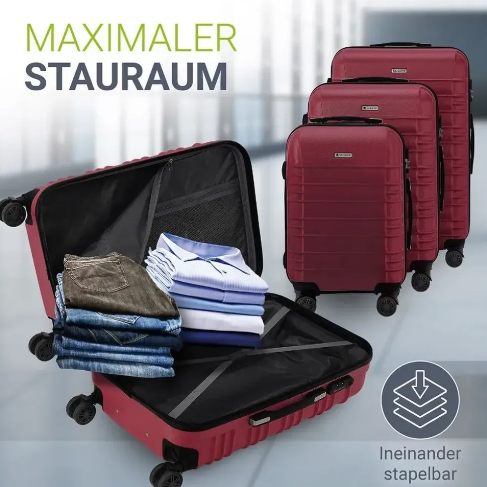 Juskys Rom Koffer-Set 3-tlg. rot