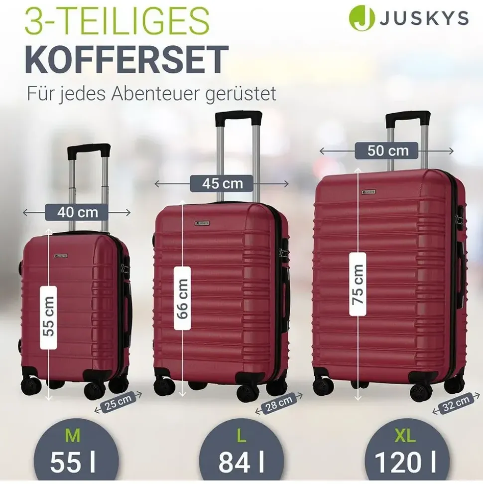 Juskys Rom Koffer-Set 3-tlg. rot