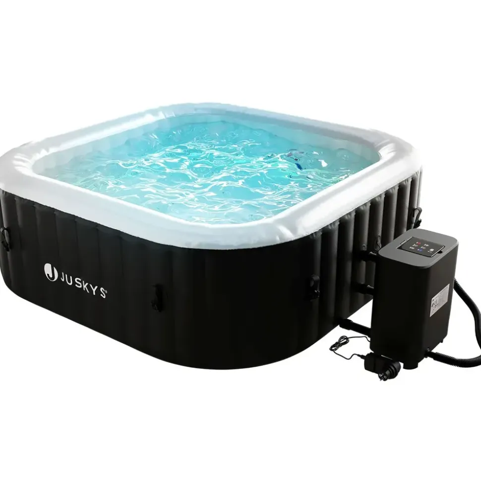 Juskys SpaLuxe 185 x 185 Schwarz/Weiß inkl. LED-Beleuchtung