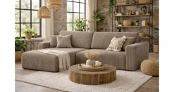 kaiser möbel Ecksofa Cord 2-Sitzer Dunkelbeige