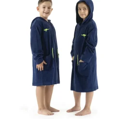 KangaROOS Kinderbademantel KANGAROOS "Kira, Ideal für Zuhause, Schwimmbad oder im Urlaub" Gr. 104, blau, 104, Leichtfrottier, Hausmäntel, modernen, sportliches Design, leuchtenden Akzenten