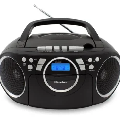 Karcher RR 5042-B tragbares CD Radio/Boombox mit CD-Player und Kassettenspieler Batterie-/Netzbetrieb, AUX-In)