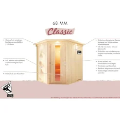 Karibu Carin inkl. 9 kW Ofen + int. Steuerung + Dachkranz