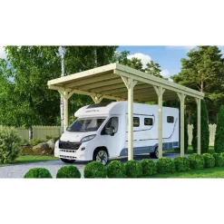 Karibu Carport 384 x 588 cm grau kesseldruckimprägniert inkl. H-Pfostenanker