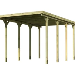 Karibu Carport 384 x 588 cm grau kesseldruckimprägniert inkl. H-Pfostenanker