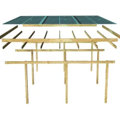 Karibu Eco Carport mit Abstellraum 2 Set 5,09 x 5,58 m kdi inkl. 1 Seitenwand und 1 Rückwand