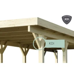 Karibu Eco Carport mit Abstellraum 2 Set 5,09 x 5,58 m kdi inkl. 1 Seitenwand und 1 Rückwand