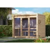 Karibu Gartensauna Saunahaus Hycore 3 - 38 mm naturbelassen Klarglas Ganzglastür Ohne Ofen