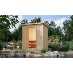 Karibu Gartensauna Saunahaus Hytti 0 naturbelassen Energiesparende Saunatür Ohne Ofen