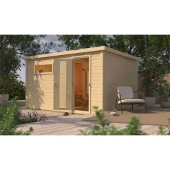 Karibu Gartensauna Saunahaus Hytti 6 naturbelassen Energiesparende Saunatür Ohne Ofen
