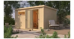 Karibu Gartensauna Saunahaus Hytti 6 naturbelassen Energiesparende Saunatür Ohne Ofen