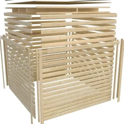 Karibu Gartensauna Saunahaus Hycore 1 - 38 mm naturbelassen Klarglas Ganzglastür Ohne Ofen