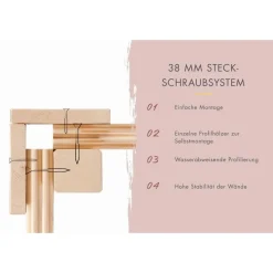 Karibu Gartensauna Saunahaus Hycore 1 - 38 mm naturbelassen Klarglas Ganzglastür Ohne Ofen
