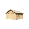 Karibu 40 mm Blockbohlen Satteldachgarage 3,87 x 5,37 m natur