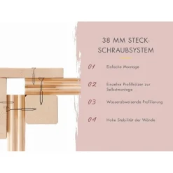 Karibu 38 mm Saunahaus Ares 3 Naturbelassen/Graualuminium ohne Ofen