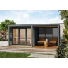 Karibu 38 mm Saunahaus Ares 3 Naturbelassen/Graualuminium + Anbaudach ohne Ofen