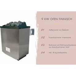Karibu 38 mm Saunahaus Ares 3 Naturbelassen/Anthrazit inkl. 9 kW Ofen + ext. Steuerung