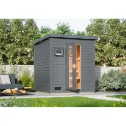 Karibu Saunahaus Hytti 2 inkl. 9 kW Ofen + ext. Steuerung Terragrau