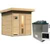 Karibu Saunahaus Hytti 2 inkl. 9 kW Bio-Kombiofen + ext. Steuerung Natur