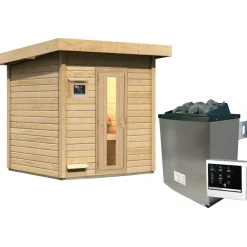 Karibu Saunahaus Hytti 2 inkl. 9 kW Bio-Kombiofen + ext. Steuerung Natur