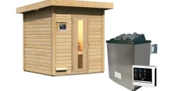 Karibu Saunahaus Hytti 2 inkl. 9 kW Bio-Kombiofen + ext. Steuerung Natur