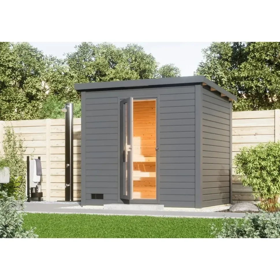 Karibu Saunahaus Hytti 3 ohne Ofen terragrau
