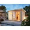 Karibu Skrollan 3 mit Vorraum inkl. 9 kW Ofen + Steuergerät Easy Bio + Moderne Saunatür