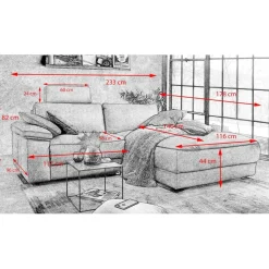 KAWOLA Ecksofa Lola Leder Recamiere rechts