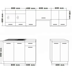Küchen-Preisbombe Küchenzeile Dave 240 cm Eiche Sonoma Trüffel