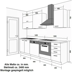Küchen-Preisbombe Küchenzeile Bianca Basic 240 cm weiß Hochglanz